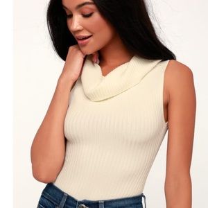 Ribbed Cowl Neck Bodysuit